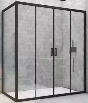 Душевой угол-ограждение «Vegas Glass» Z2P+ZPV Novo h2000 175/80 Crystal vision/чёрный матовый без поддона универсальный