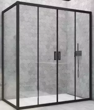 Душевой угол-ограждение «Vegas Glass» Z2P+ZPV Novo h2000 190/90 Crystal vision/чёрный матовый без поддона универсальный