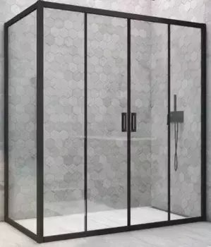 Душевой угол-ограждение «Vegas Glass» Z2P+ZPV Novo h2000 195/95 Crystal vision/чёрный матовый без поддона универсальный