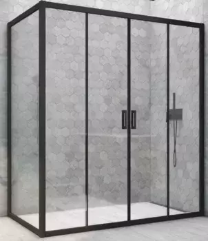 Душевой угол-ограждение «Vegas Glass» Z2P+ZPV Novo h2000 205/85 Crystal vision/чёрный матовый без поддона универсальный