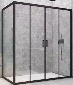 Душевой угол-ограждение «Vegas Glass» Z2P+ZPV Novo h2000 155/80 Crystal vision/чёрный матовый без поддона универсальный