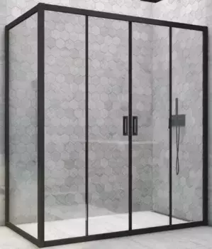 Душевой угол-ограждение «Vegas Glass» Z2P+ZPV Novo h2000 175/95 Crystal vision/чёрный матовый без поддона универсальный