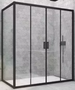 Душевой угол-ограждение «Vegas Glass» Z2P+ZPV Novo h2000 180/90 Crystal vision/чёрный матовый без поддона универсальный