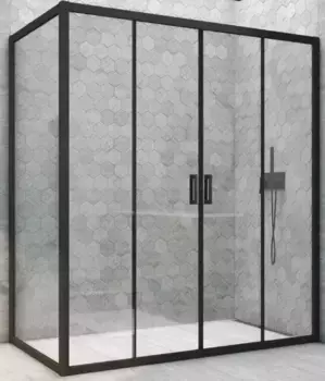 Душевой угол-ограждение «Vegas Glass» Z2P+ZPV Novo h2000 185/70 Crystal vision/чёрный матовый без поддона универсальный