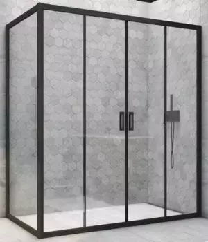 Душевой угол-ограждение «Vegas Glass» Z2P+ZPV Novo h2000 185/75 Crystal vision/чёрный матовый без поддона универсальный