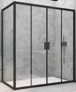 Душевой угол-ограждение «Vegas Glass» Z2P+ZPV Novo h2000 190/95 Crystal vision/чёрный матовый без поддона универсальный