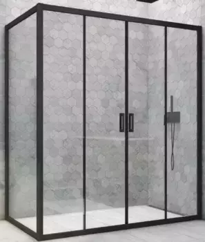 Душевой угол-ограждение «Vegas Glass» Z2P+ZPV Novo h2000 205/70 Crystal vision/чёрный матовый без поддона универсальный