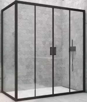 Душевой угол-ограждение «Vegas Glass» Z2P+ZPV Novo h2000 150/85 Crystal vision/чёрный матовый без поддона универсальный