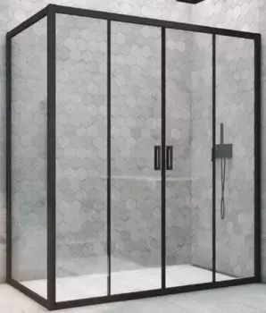 Душевой угол-ограждение «Vegas Glass» Z2P+ZPV Novo h2000 160/75 Crystal vision/чёрный матовый без поддона универсальный