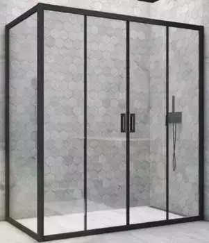 Душевой угол-ограждение «Vegas Glass» Z2P+ZPV Novo h2000 165/70 Crystal vision/чёрный матовый без поддона универсальный