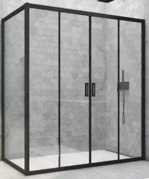Душевой угол-ограждение «Vegas Glass» Z2P+ZPV Novo h2000 200/85 Crystal vision/чёрный матовый без поддона универсальный