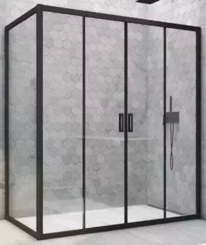 Душевой угол-ограждение «Vegas Glass» Z2P+ZPV Novo h2000 210/100 Crystal vision/чёрный матовый без поддона универсальный
