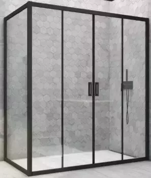 Душевой угол-ограждение «Vegas Glass» Z2P+ZPV Novo h2000 215/70 Crystal vision/чёрный матовый без поддона универсальный