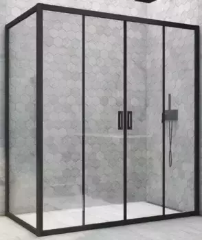 Душевой угол-ограждение «Vegas Glass» Z2P+ZPV Novo h2000 215/85 Crystal vision/чёрный матовый без поддона универсальный