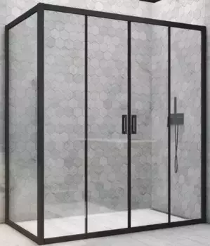 Душевой угол-ограждение «Vegas Glass» Z2P+ZPV Novo h2000 215/95 Crystal vision/чёрный матовый без поддона универсальный