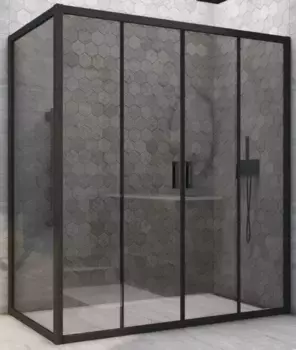 Душевой угол-ограждение «Vegas Glass» Z2P+ZPV Novo h2000 155/85 графит/чёрный матовый без поддона универсальный
