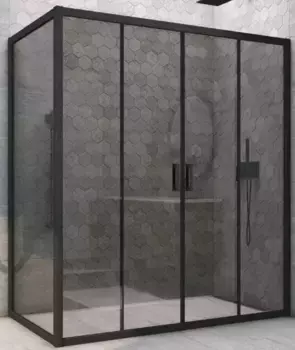 Душевой угол-ограждение «Vegas Glass» Z2P+ZPV Novo h2000 150/75 графит/чёрный матовый без поддона универсальный