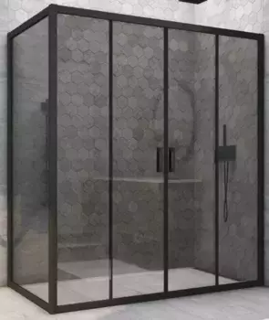 Душевой угол-ограждение «Vegas Glass» Z2P+ZPV Novo h2000 150/100 графит/чёрный матовый без поддона универсальный
