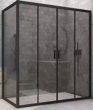 Душевой угол-ограждение «Vegas Glass» Z2P+ZPV Novo h2000 160/75 графит/чёрный матовый без поддона универсальный