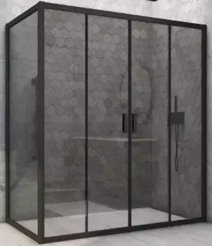 Душевой угол-ограждение «Vegas Glass» Z2P+ZPV Novo h2000 160/80 графит/чёрный матовый без поддона универсальный
