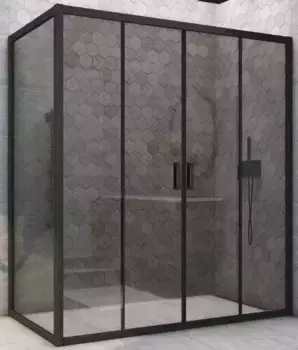 Душевой угол-ограждение «Vegas Glass» Z2P+ZPV Novo h2000 160/100 графит/чёрный матовый без поддона универсальный