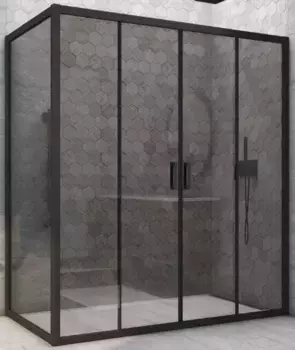 Душевой угол-ограждение «Vegas Glass» Z2P+ZPV Novo h2000 150/90 графит/чёрный матовый без поддона универсальный