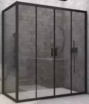Душевой угол-ограждение «Vegas Glass» Z2P+ZPV Novo h2000 150/95 графит/чёрный матовый без поддона универсальный