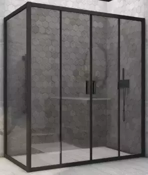 Душевой угол-ограждение «Vegas Glass» Z2P+ZPV Novo h2000 155/80 графит/чёрный матовый без поддона универсальный