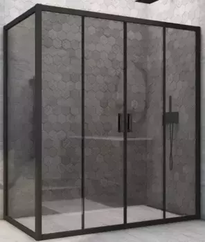 Душевой угол-ограждение «Vegas Glass» Z2P+ZPV Novo h2000 165/95 графит/чёрный матовый без поддона универсальный