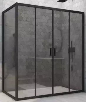 Душевой угол-ограждение «Vegas Glass» Z2P+ZPV Novo h2000 150/80 графит/чёрный матовый без поддона универсальный