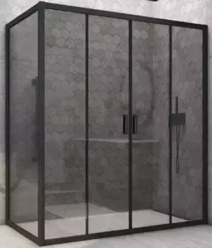 Душевой угол-ограждение «Vegas Glass» Z2P+ZPV Novo h2000 160/90 графит/чёрный матовый без поддона универсальный