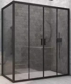 Душевой угол-ограждение «Vegas Glass» Z2P+ZPV Novo h2000 165/75 графит/чёрный матовый без поддона универсальный