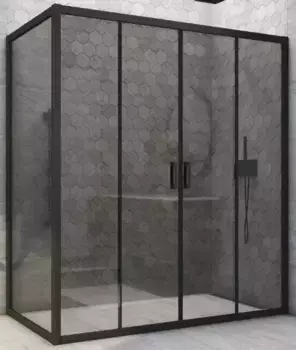 Душевой угол-ограждение «Vegas Glass» Z2P+ZPV Novo h2000 150/70 графит/чёрный матовый без поддона универсальный