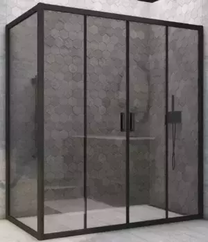 Душевой угол-ограждение «Vegas Glass» Z2P+ZPV Novo h2000 150/85 графит/чёрный матовый без поддона универсальный