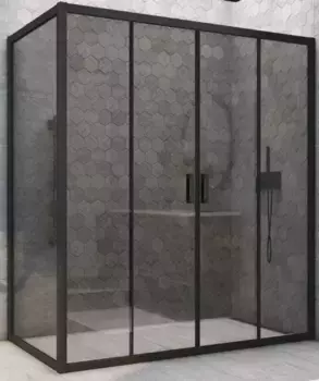Душевой угол-ограждение «Vegas Glass» Z2P+ZPV Novo h2000 155/70 графит/чёрный матовый без поддона универсальный
