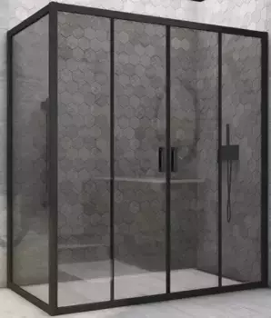 Душевой угол-ограждение «Vegas Glass» Z2P+ZPV Novo h2000 155/90 графит/чёрный матовый без поддона универсальный