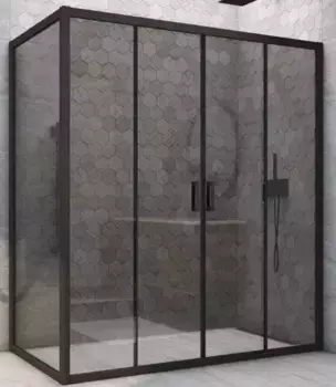 Душевой угол-ограждение «Vegas Glass» Z2P+ZPV Novo h2000 165/85 графит/чёрный матовый без поддона универсальный