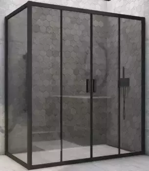 Душевой угол-ограждение «Vegas Glass» Z2P+ZPV Novo h2000 165/90 графит/чёрный матовый без поддона универсальный
