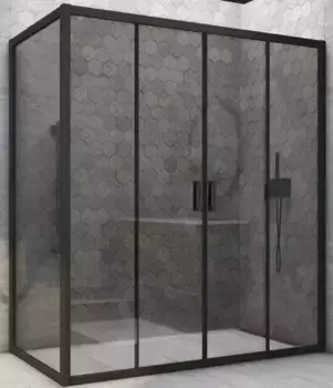 Душевой угол-ограждение «Vegas Glass» Z2P+ZPV Novo h2000 165/100 графит/чёрный матовый без поддона универсальный
