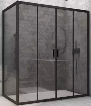 Душевой угол-ограждение «Vegas Glass» Z2P+ZPV Novo h2000 155/95 графит/чёрный матовый без поддона универсальный