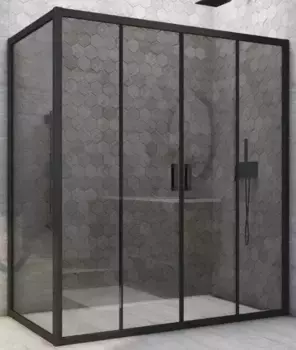 Душевой угол-ограждение «Vegas Glass» Z2P+ZPV Novo h2000 160/95 графит/чёрный матовый без поддона универсальный