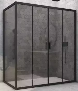 Душевой угол-ограждение «Vegas Glass» Z2P+ZPV Novo h2000 190/90 графит/чёрный матовый без поддона универсальный