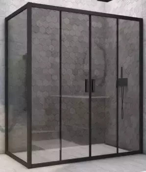 Душевой угол-ограждение «Vegas Glass» Z2P+ZPV Novo h2000 175/70 графит/чёрный матовый без поддона универсальный