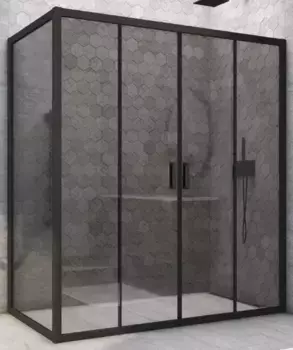Душевой угол-ограждение «Vegas Glass» Z2P+ZPV Novo h2000 180/75 графит/чёрный матовый без поддона универсальный