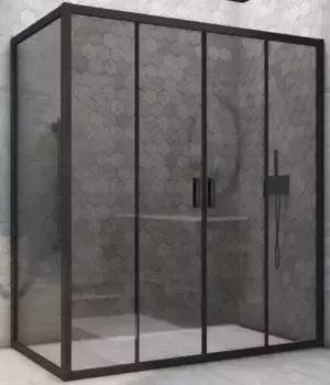 Душевой угол-ограждение «Vegas Glass» Z2P+ZPV Novo h2000 175/90 графит/чёрный матовый без поддона универсальный