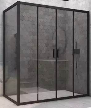 Душевой угол-ограждение «Vegas Glass» Z2P+ZPV Novo h2000 180/95 графит/чёрный матовый без поддона универсальный