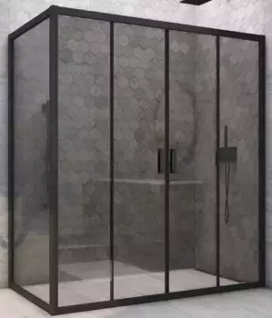 Душевой угол-ограждение «Vegas Glass» Z2P+ZPV Novo h2000 185/75 графит/чёрный матовый без поддона универсальный