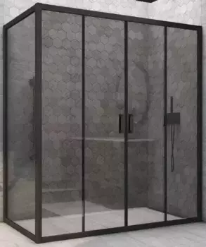Душевой угол-ограждение «Vegas Glass» Z2P+ZPV Novo h2000 190/95 графит/чёрный матовый без поддона универсальный