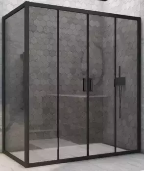Душевой угол-ограждение «Vegas Glass» Z2P+ZPV Novo h2000 190/100 графит/чёрный матовый без поддона универсальный