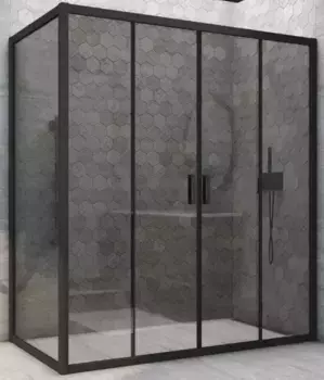 Душевой угол-ограждение «Vegas Glass» Z2P+ZPV Novo h2000 195/95 графит/чёрный матовый без поддона универсальный